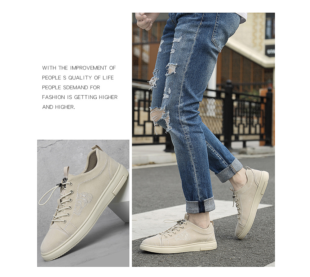 Men's Fashion Matte Elastic Buckle Embroidered Shoes Men's Fashion Matte Elastic Buckle Embroidered Shoes